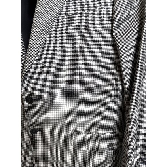Ermenegildo Zegna Men's Wool Herringbone Black‎ White Blazer Luxury Jacket 50 - Picture 7 of 13